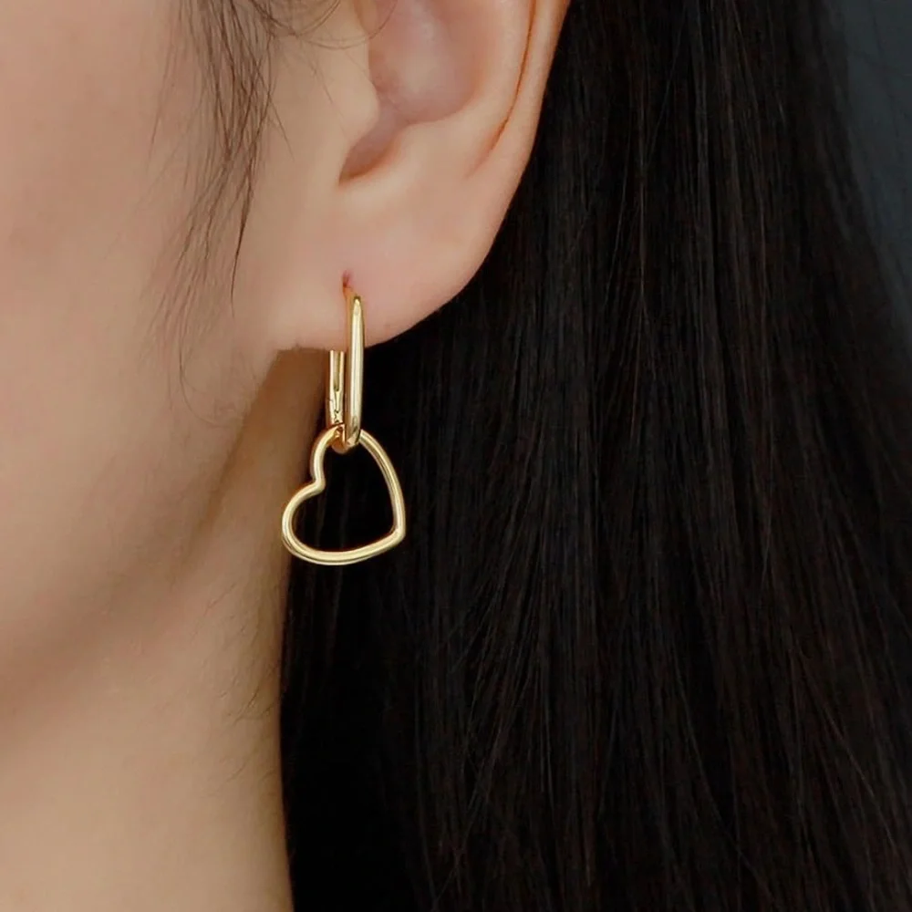 Mejuri Style Gold 925 Sterling Silver Heart Drop Earrings